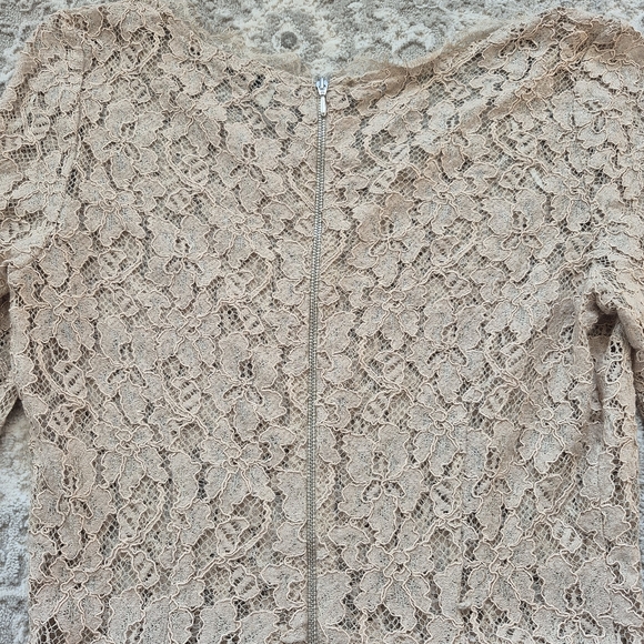 Babaton Aritzia Women's Feminine Romantic Brown Lace Peplum Blouse Size 2/S - Picture 6 of 6